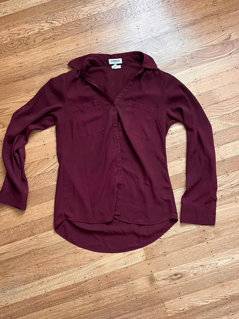 Express Button-Down Shirt in Burgundy